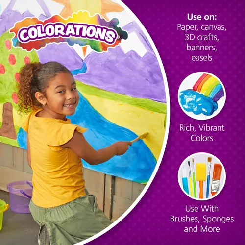 Vista 4 de Colorations Pinturas con purpurina lavables sin parabenos para niños, juego de 11, 16 onzas cada una, no tóxicas y fabricadas en los Estados Unidos.