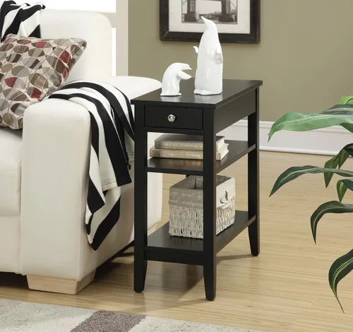 Vista 2 de Convenience Concepts American Heritage Mesa Auxiliar de Cabecera con Cajón de 23.5" - Mesa Clásica de Sala de Estar con Estante de Almacenamiento