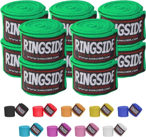 Vista 10 de Ringside Mexican Style Boxing Hand Wraps (Pairs) - 180" Semi-Elastic Cotton Blend Wrist Support with Thumb Loop for MMA, Muay Thai, Kickboxing