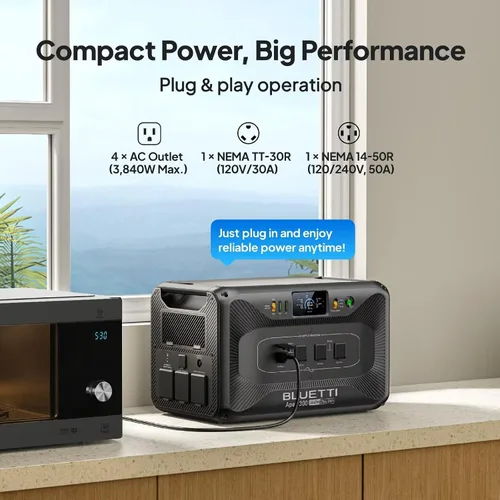 Vista 3 de BLUETTI Apex 300 - Estación de energía portátil, generador solar de 2764.8 Wh con batería de reserva con 6 salidas de CA de 3840 W
