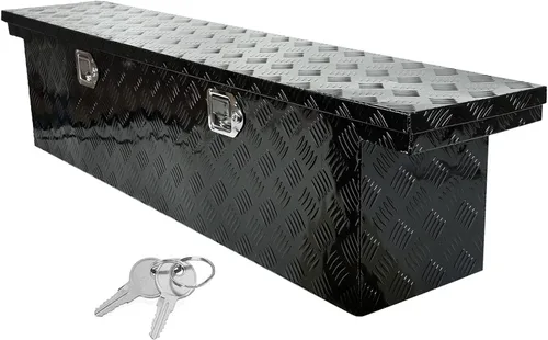 Vista 11 de Caja de herramientas de aluminio negro resistente de 16 x 7.5 x 10 pulgadas con cerraduras y llave de cierre con mango en T, caja de herramientas