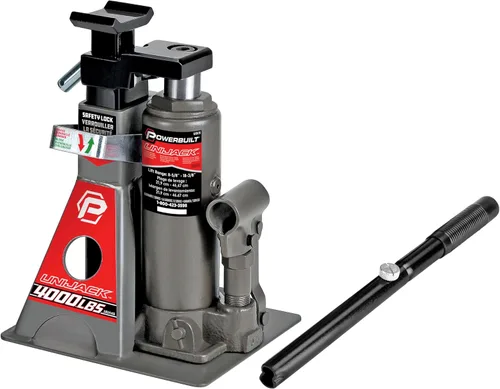 Vista 6 de Powerbuilt Jack hidráulico de botella UniJack de 2 toneladas combinado/soporte en 1 unidad, compacto, portátil, base ancha, para sedanes Unibody