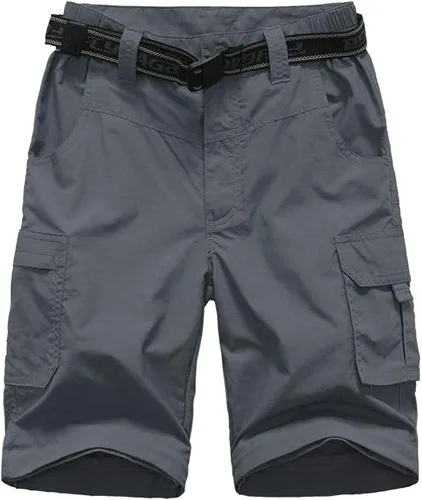 Vista 3 de Pantalones de senderismo convertibles para niños, ligeros, de secado rápido, con cremallera, para niños, jóvenes, exteriores, UPF 50+, pantalones