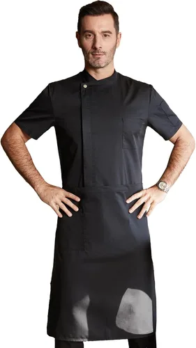 Vista 5 de KITCHIEF Abrigo de chef unisex de manga corta, chaqueta ligera de chef para hombre, uniforme de chef para cocina, servicio de alimentos, panaderos