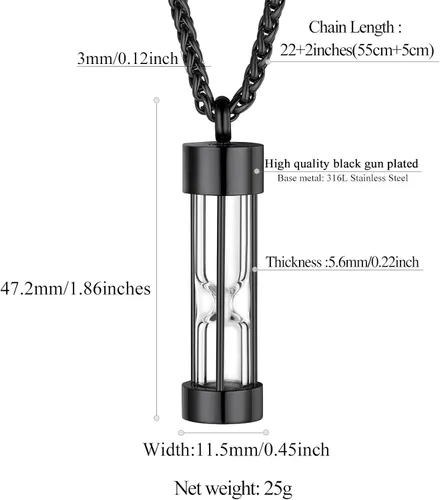 Vista 266 de FindChic Collares personalizados con urna para cenizas, barra vertical, gato, luna, reloj de arena, garra de perro, acero inoxidable, chapado en oro