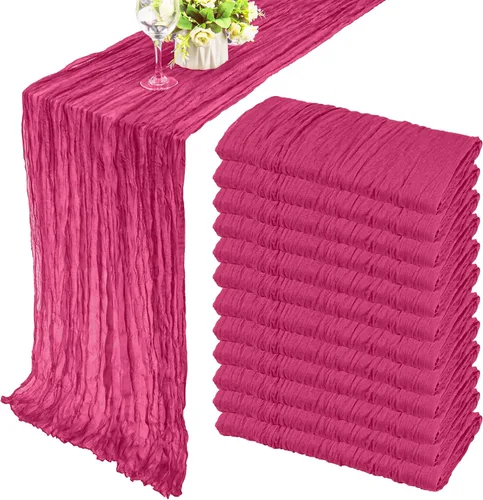 Vista 33 de Pack de 12 caminos de mesa de estopilla de 35x72 pulgadas, bohemio, de gasa, rústico, tela de queso, camino de mesa largo romántico para boda Azul