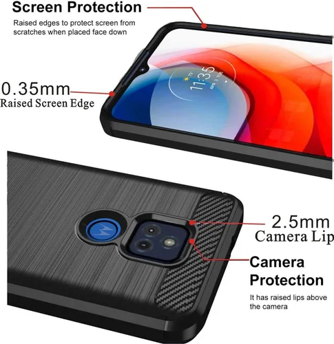 Vista 5 de Funda para Moto G Play 2021, funda para teléfono Motorola G Play 2021, resistente a los arañazos de fibra de carbono, absorción de golpes, suave