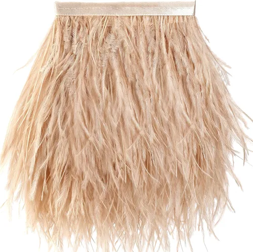 Vista 25 de Soarer Flecos de plumas de avestruz beige - 1,8 m, 12-18 cm, para manualidades de costura, ropa, joyería, decoración de bodas y fiestas en casa