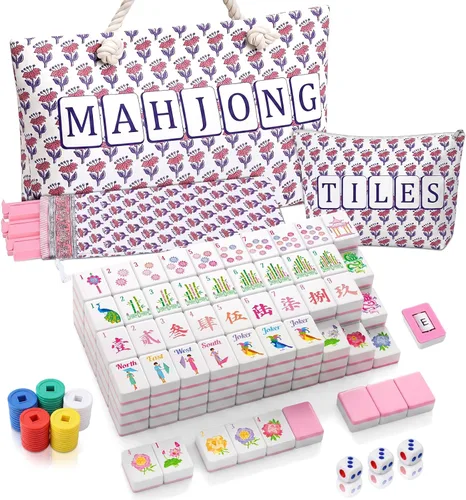Vista 13 de Ceenna American Mahjong Set Completo 160 Piezas, Espalda Verde