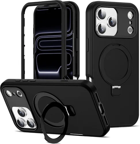 Vista 32 de Funda compatible con iPhone 13 y 14 de 6.1 pulgadas con soporte de anillo magnético [protección militar contra caídas] [compatible con Mag-Safe]