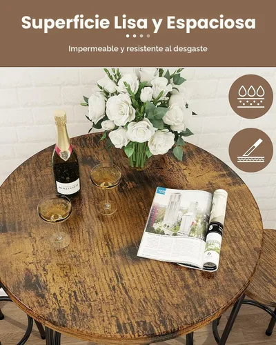 Vista 6 de Recaceik Juego de comedor de 3 piezas, mesa de bar moderna y taburetes para 2 encimeras de cocina, parte superior de madera, fácil de montar
