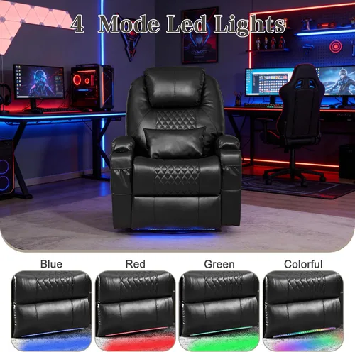Vista 8 de AHMED Silla reclinable giratoria eléctrica con masaje y calor para adultos Negro