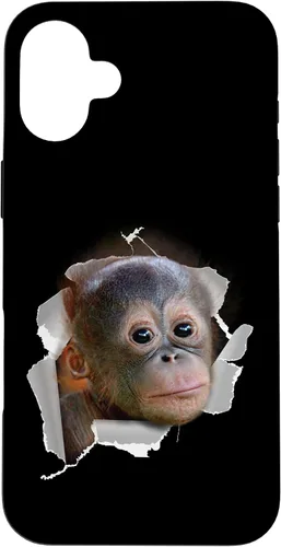 Vista 22 de Funda para disfraz con cara de Utan para iPhone 16 con diseño divertido de mono Orang Utan