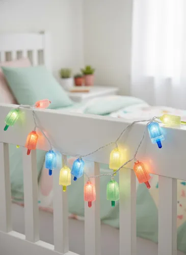 Vista 8 de Guirnalda de 10 luces LED con forma de paleta, helado multicolor con 10 mini bombillas LED, luces de hadas para interiores y exteriores