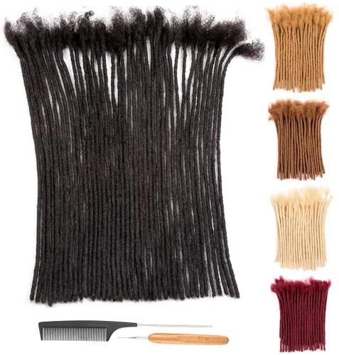 Vista 9 de DAIXI 0.2cm y 0.4cm y 0.6cm y 0.8cm de grosor 4-18 pulgadas 10 hebras extensiones de rastas de cabello humano 100% real para hombres/mujeres