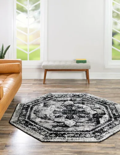 Vista 54 de Unique Loom, colección Sofía - Alfombra de la colección Salle Garnier (4' 1" x 6' 1", turquesa/azul, rectangular)