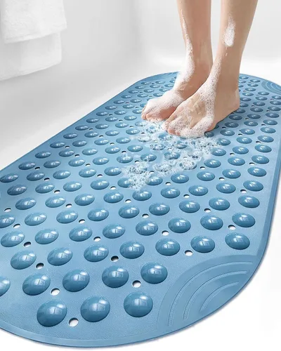 Vista 11 de DEXI Alfombrilla de Tina Antideslizante 16x35, Alfombrillas de Ducha para Baño y Tina, Alfombrilla de Baño Ovalada Lavable con Ventosas y Orificios