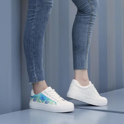 Vista 6 de JABASIC Zapatos deportivos de plataforma con cordones y estampado floral para mujer