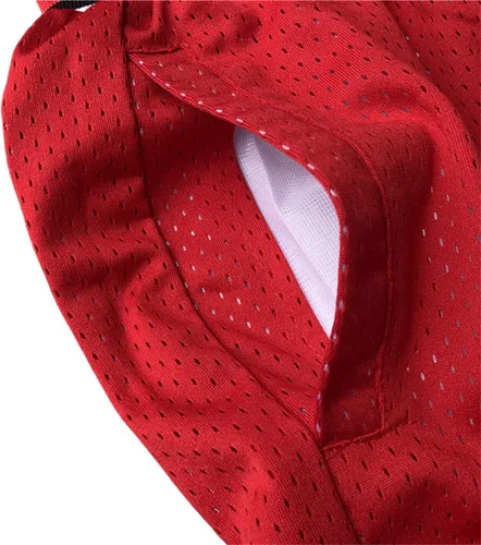 Vista 4 de Pantalones cortos de baloncesto para hombre, estilo retro, con bolsillos, malla de secado rápido, Rojo