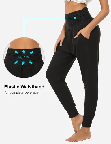 Vista 4 de DIBAOLONG Pantalones de yoga para mujer, pantalones deportivos holgados para ejercicio, pantalones cómodos de descanso con bolsillos