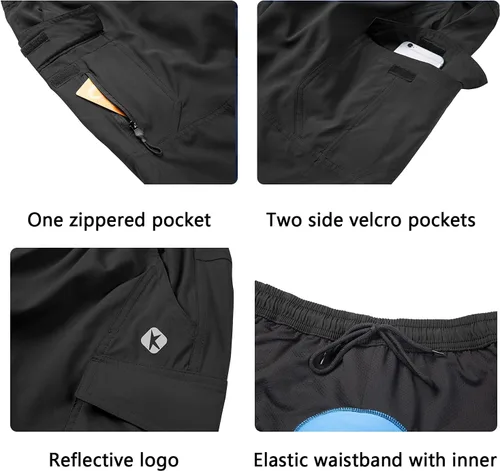 Vista 5 de Pantalones cortos de ciclismo para hombre, con acolchado 3D, para bicicleta y ciclismo, ligeros, holgados, para hombre