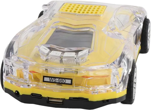 Vista 9 de Altavoz Bluetooth retro con forma de coche, altavoz Bluetooth portátil con luces, batería de 1500 mAh, 32 GB expandible