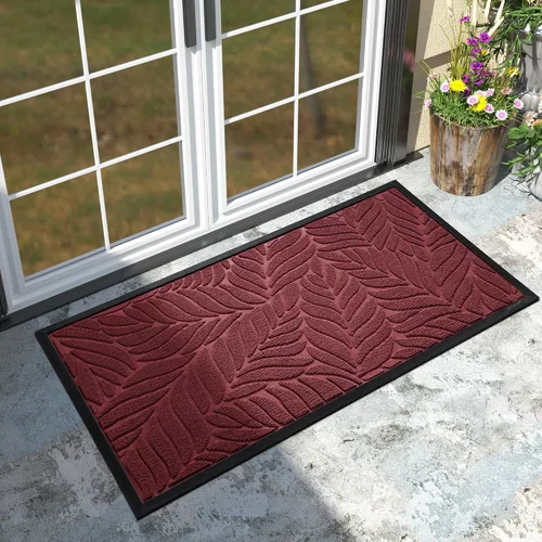 Vista 12 de Yimobra Tapete para puerta delantera para interiores y exteriores, 29.5 x 17 pulgadas, impermeable, para todas las estaciones, para entrada