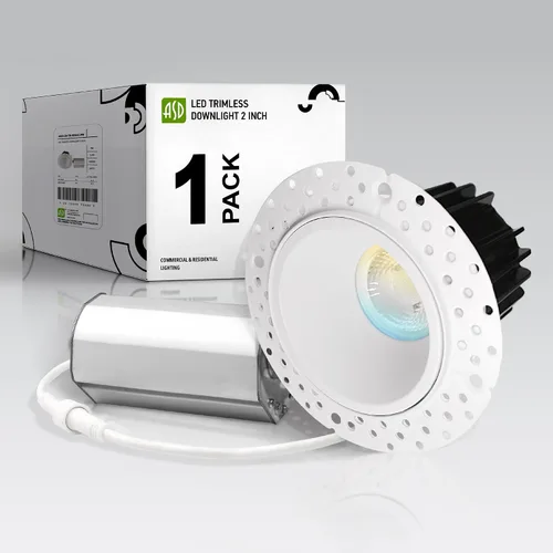 Vista 28 de ASD Sin moldura de 2 pulgadas de luces LED empotradas, 8W 120V redondas para uso comercial, luces regulables sin lata para techo con caja