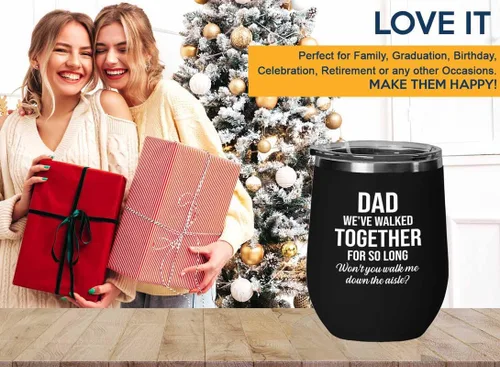 Vista 5 de Bride Proposal Black Edition Vaso de vino de 12 onzas – Caminados juntos por tanto tiempo – Propuesta de regalo para papá, padrastro, abuelo, padre