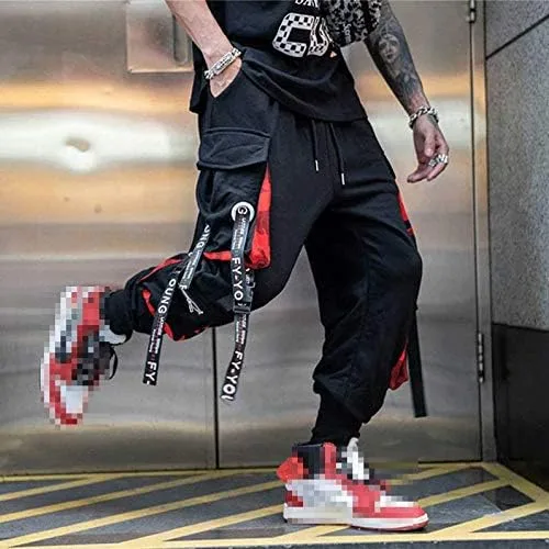 Vista 3 de HONIEE Pantalones deportivos hiphop punk para hombre