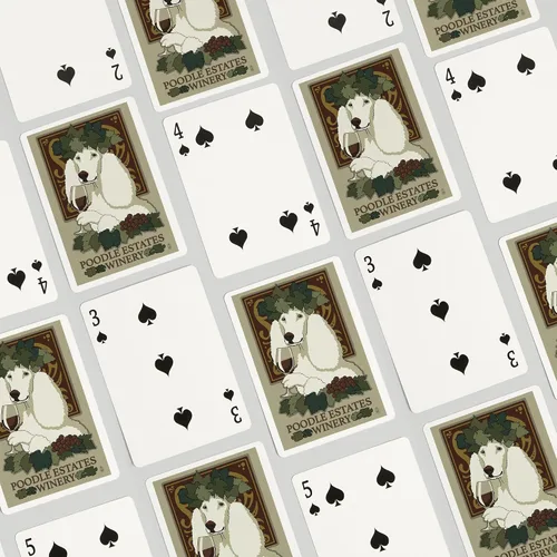 Vista 4 de Lantern Press Caniche, anuncio retro de bodega (52 cartas de juego, baraja de cartas de tamaño póquer con comodines)