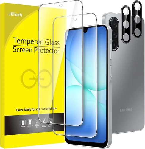 Vista 8 de JETech Protector de pantalla para Samsung Galaxy A15 4G / 5G de 6.5 pulgadas con protector de lente de cámara, película de vidrio templado