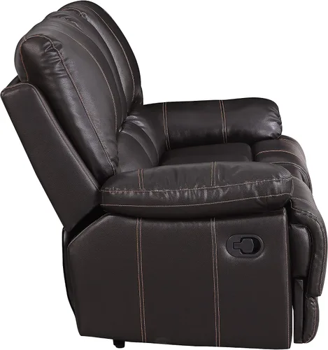 Vista 4 de Blackjack Furniture Brantley Collection - Sofá biplaza reclinable tapizado de cuero con consola, asientos acolchados de felpa con bobina Marrón