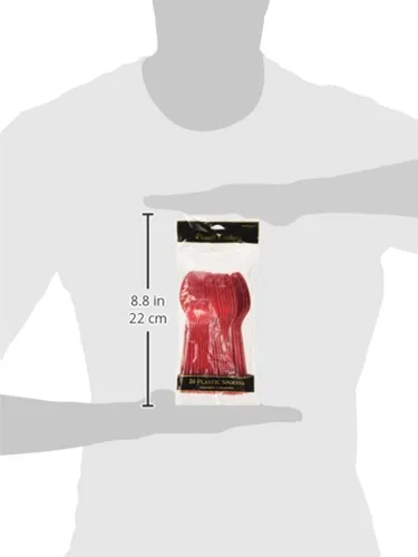 Vista 2 de Vibrantes cucharas de plástico color rojo manzana (paquete de 20) – ecológicas, duraderas y llamativas, perfectas para fiestas y eventos
