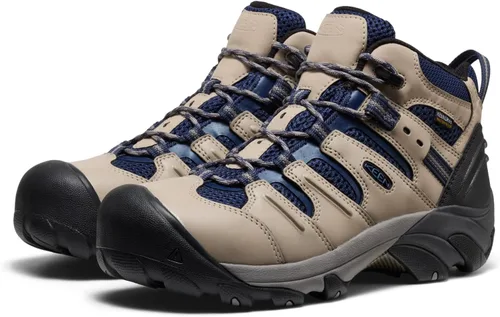 Vista 4 de Botas de trabajo impermeables con puntera de acero de altura media Lansing Mid para hombre, de KEEN Utility Plaza Taupe/Negro