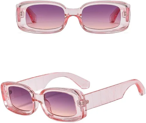 Vista 5 de ADMIRING Gafas de sol rectangulares gruesas, estilo retro de los años 90, para mujeres y hombres, diseño cuadrado grueso pequeño