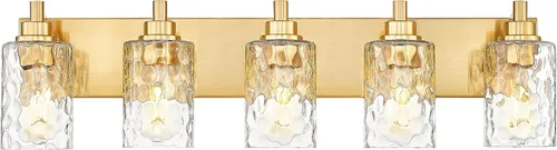 Vista 18 de Lámparas de baño, lámpara de tocador moderna de 4 luces con pantalla en forma de copa de vino de vidrio transparente, accesorios de iluminación Negro
