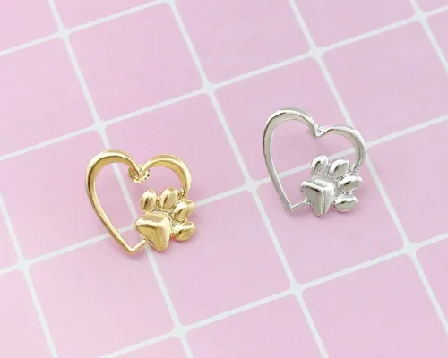 Vista 5 de RUIZHEN Broche con diseño de corazón de amor con huella de perro