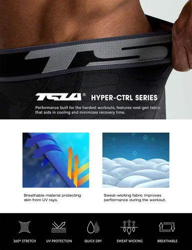Vista 9 de TSLA - Pantalones cortos deportivos de compresión para hombre, en paquete de 1 o 3unidades, mallas para correr de rendimiento deportivo, frescas