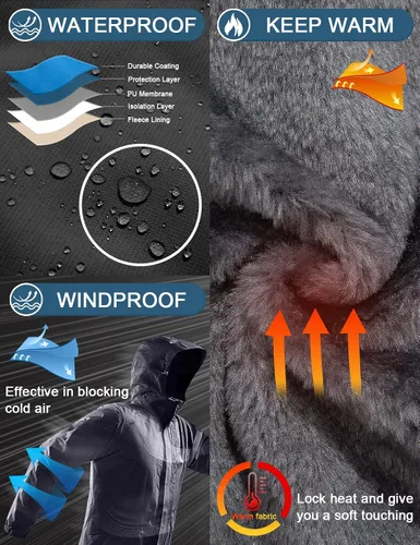 Vista 5 de GEMYSE Chaqueta de esquí impermeable para niño con capucha y forro polar resistente al viento