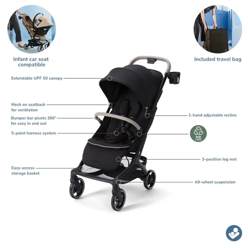 Vista 12 de Maxi-Cosi Oxford Cabin - Cochecito de viaje ligero para vuelos de avión, cochecito portátil para viajes familiares, sombra de mar