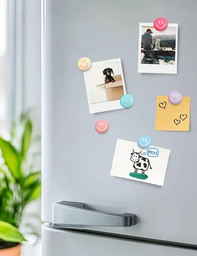 Vista 3 de Mymazn Imanes para refrigerador, imanes lindos para refrigerador, 12 piezas de imanes coloridos para pizarra, gabinete, casillero, imanes