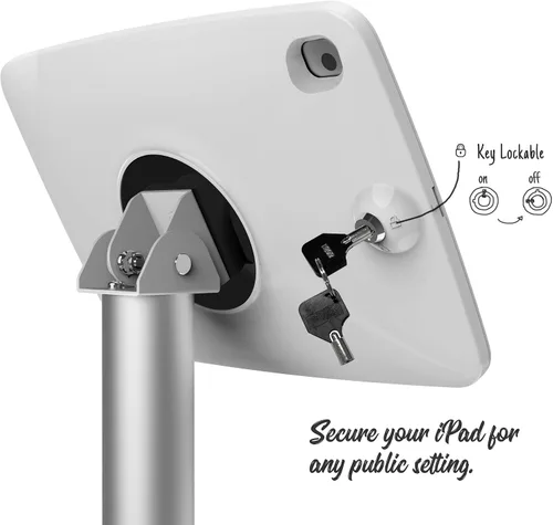 Vista 2 de Soporte de piso ajustable para quiosco de tableta, compatible con iPad 7 8 9 de 10.2 pulgadas, 120 grados giran el recinto de la tableta