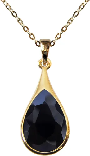 Vista 5 de Navachi Collar con colgante de circón en forma de pera con gota de agua chapada en oro de 18 quilates 16 "+2" Negro