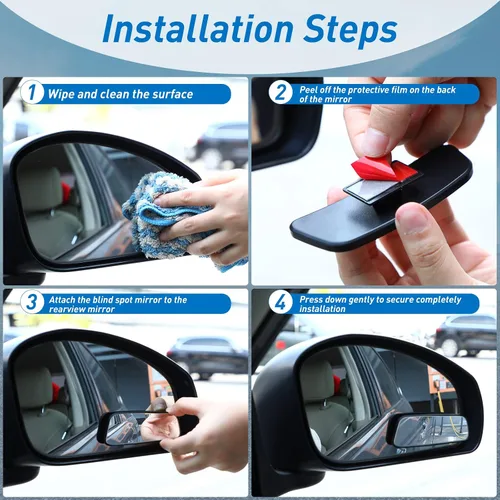 Vista 5 de Tallew 4 piezas de espejo de punto ciego para coche, espejo retrovisor lateral convexo, punto ciego, rectangular, accesorios para visión trasera