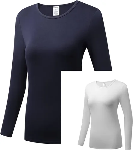 Vista 3 de Formeet17 Paquete de 2 camisetas de manga larga para mujer