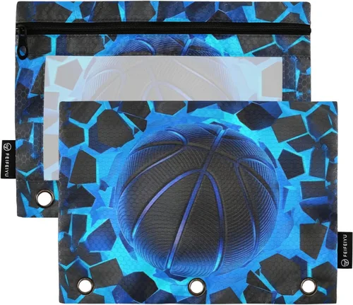 Vista 90 de Estuche para lápices de fútbol de fútbol en campo para carpeta de 3 anillas, paquete de 2 bolsas impermeables para lápices, estuche transparente