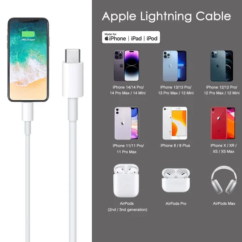 Vista 4 de Cable de Apple CarPlay para automóvil, cable USB C a Lightning para iPhone 14, 14 Pro Max, 13, Plus, SE 2nd/12/11/Xs/XR, iPad 4/5/6/7/8, Mini