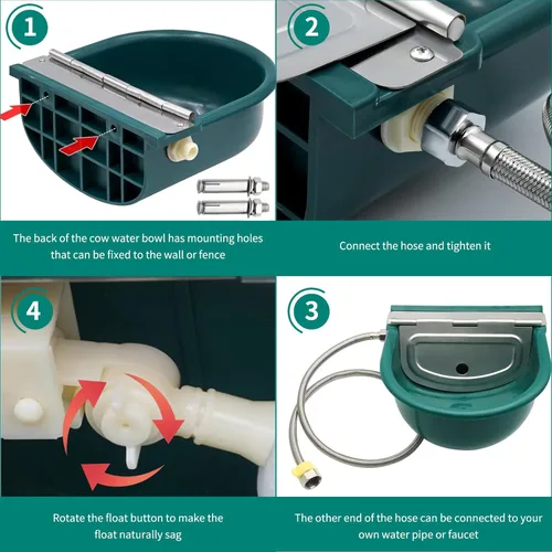 Vista 3 de Recipiente automático de agua, bebedero para ganado para ganado, perro, caballo, cabra, oveja, cuenco de agua potable para animales al aire libre