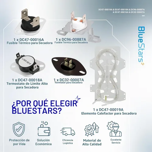 Vista 9 de 【Actualizado】 DC47-00019A Kit de elementos calefactores para secadora - Compatible